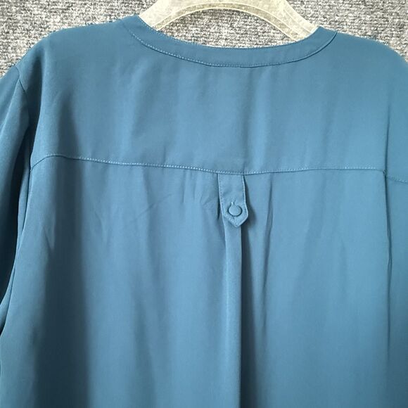 Torrid Harper 3/4 Sleeve Blouse Sz L Teal  Front Pockets Pullover Drapey - Picture 9 of 12